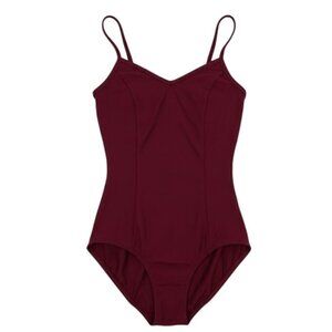 Capezio Childs M 8-10 Princess Camisole Leotard Burgundy V-Front Scoop Back